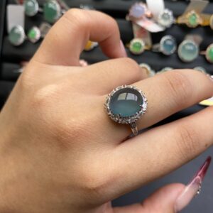 Ice-grade black jadeite ring