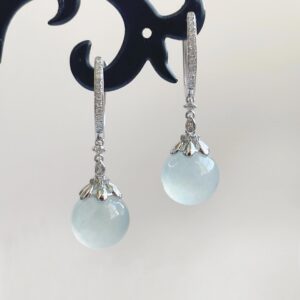 Lantern-shaped high-quality ice-green jadeite earrings