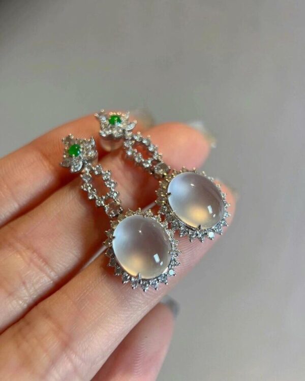 Ice-grade jadeite ear studs